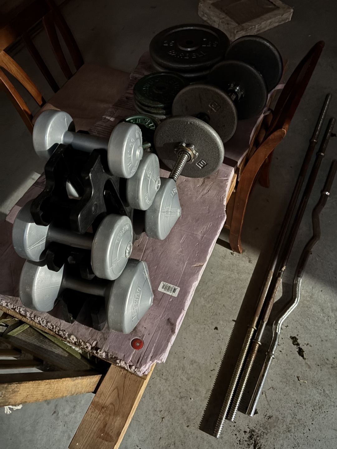 Weight Set with Dumbbells and Barbell