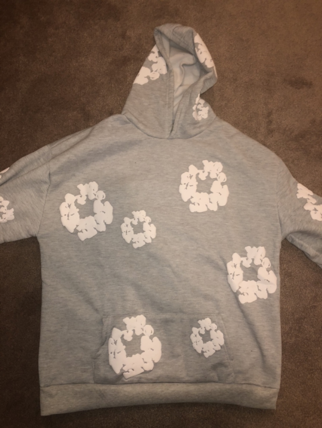 Grey Denim Tear Hoodie