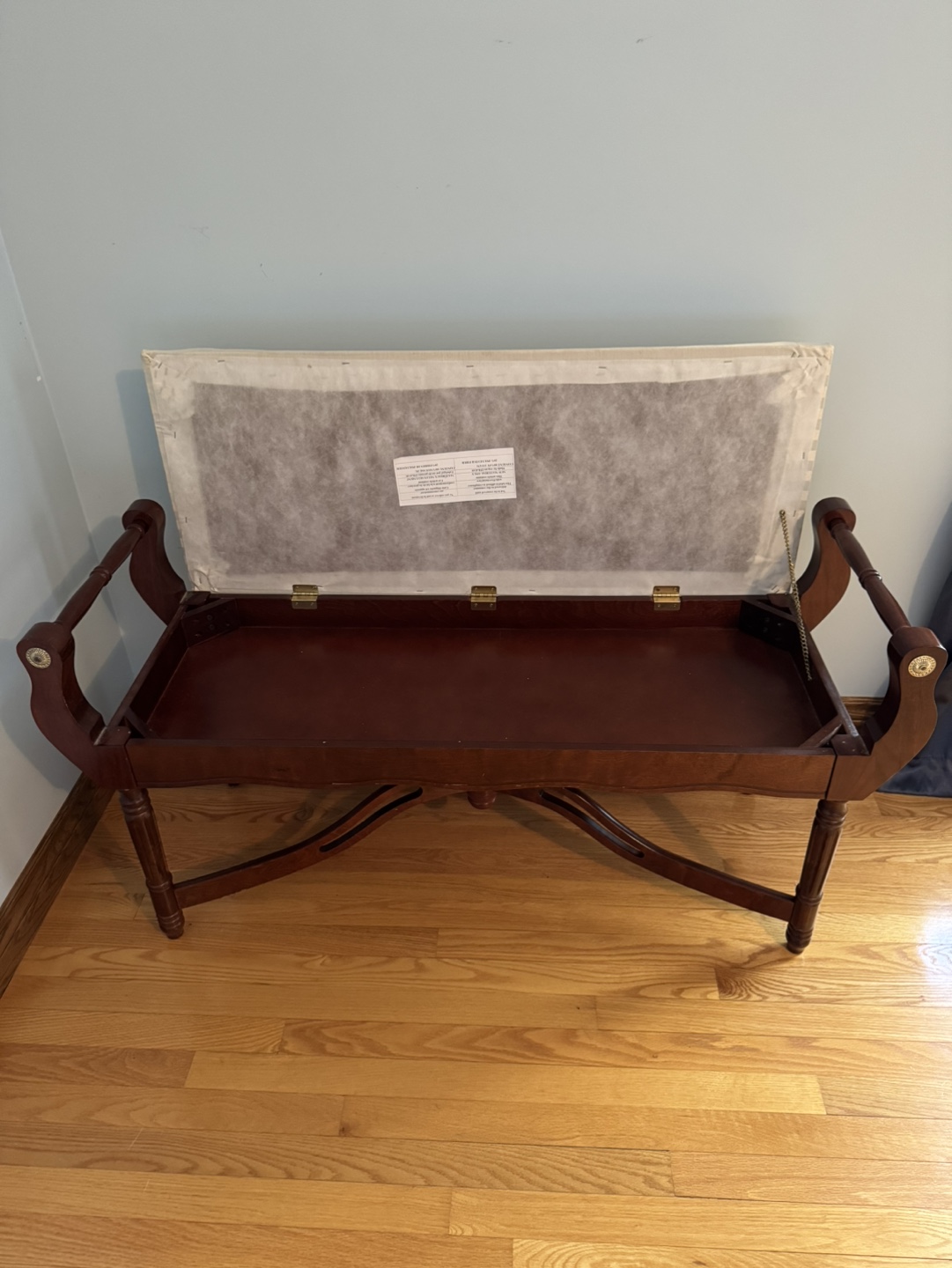 Wooden Storage Bench with Upholstered Seat - photo 3