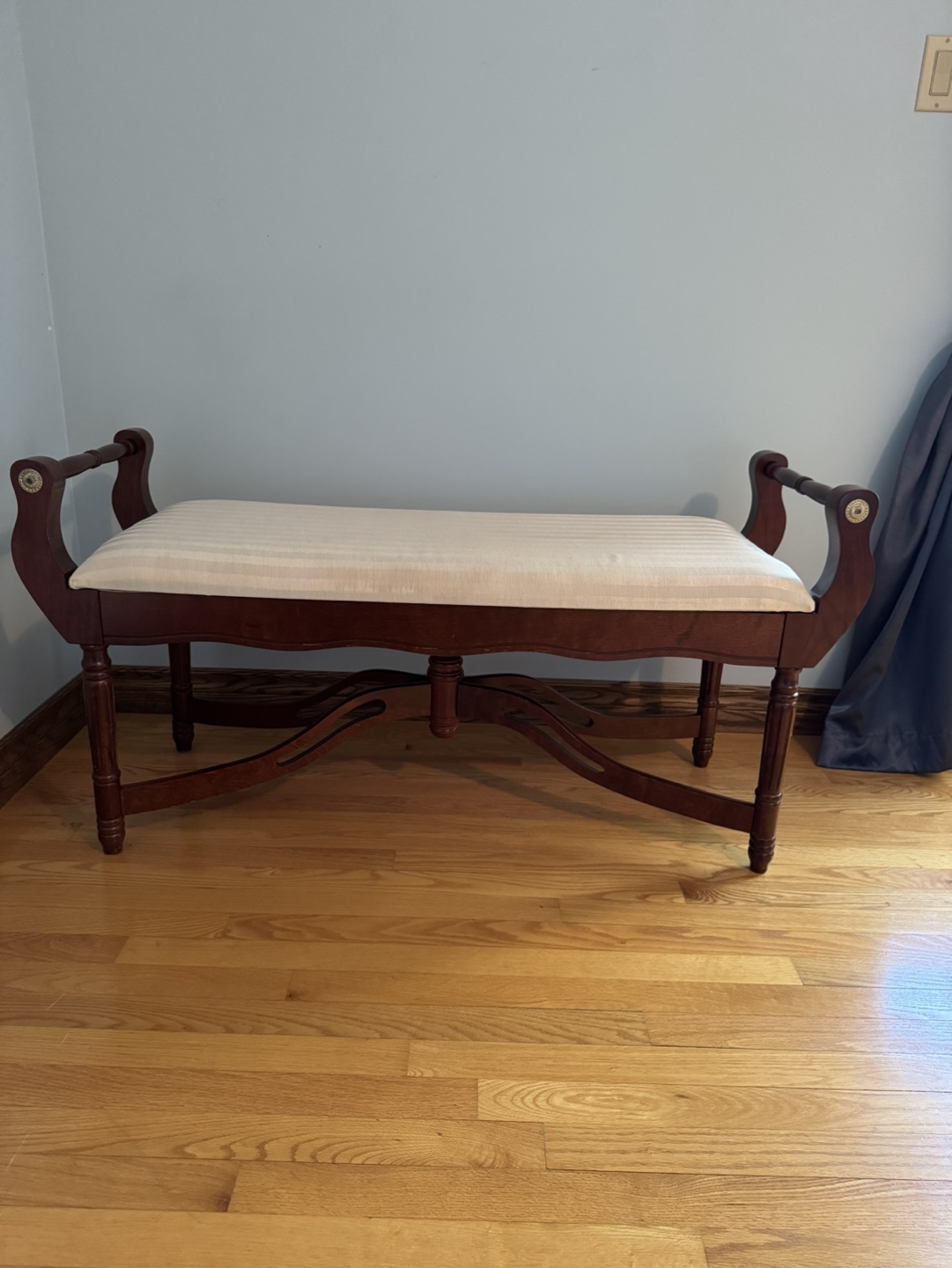 Wooden Storage Bench with Upholstered Seat