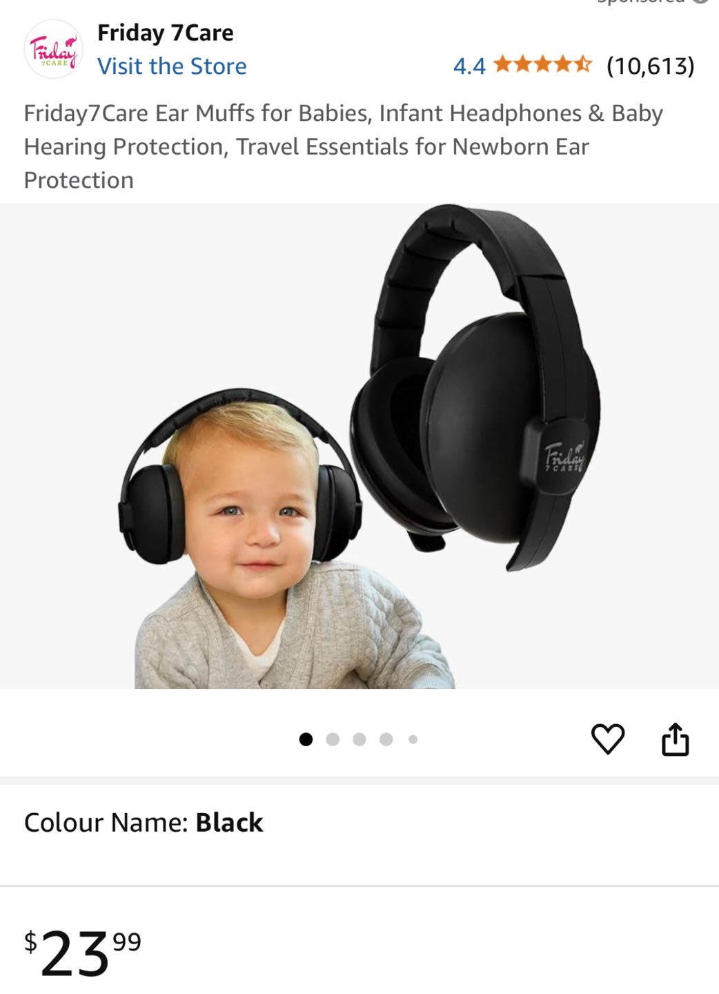 Friday 7Care Baby Earmuffs - Black - photo 5