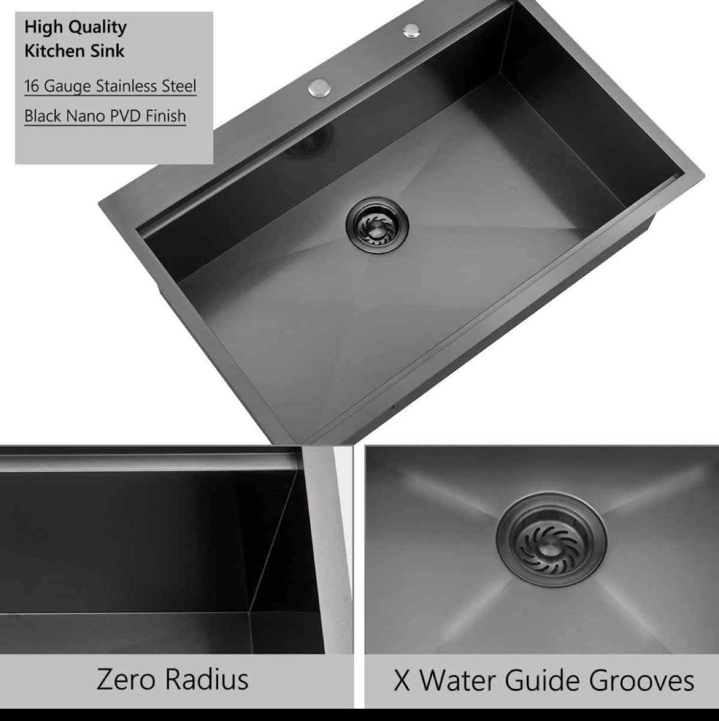 Black Nano Kitchen Sink with Accessories - photo 2