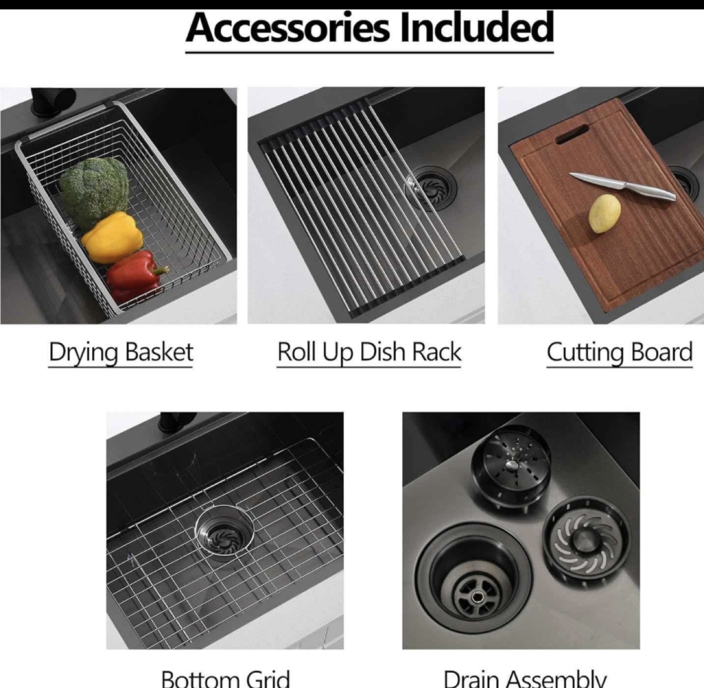 Black Nano Kitchen Sink with Accessories