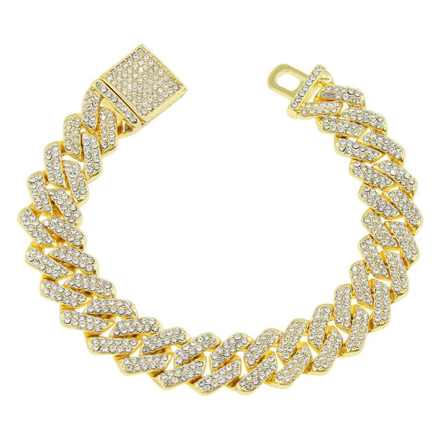 Gold Iced-Out Cuban Link Bracelet