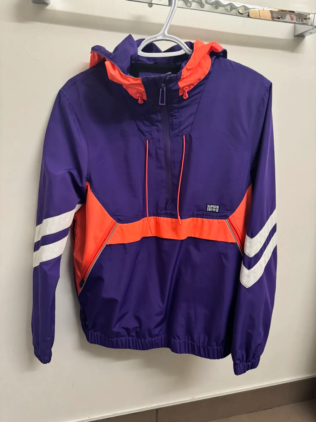 Retro Superdry Colour-Block Windbreaker Jacket rain proof thumbnail