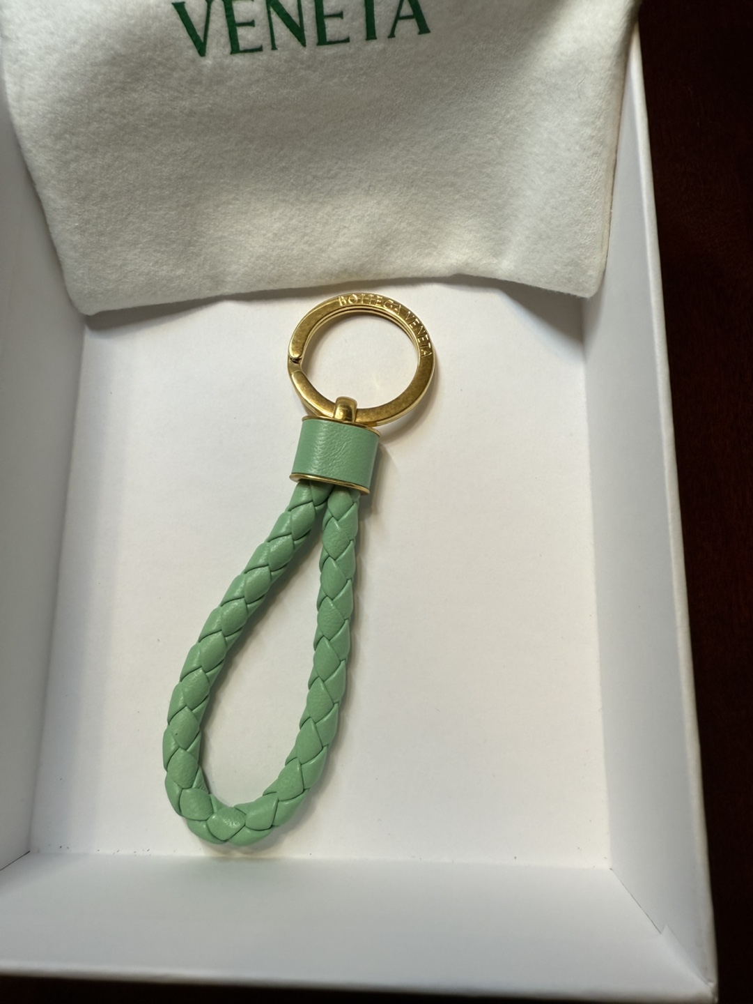 Bottega Veneta Green Leather Keychain - photo 3