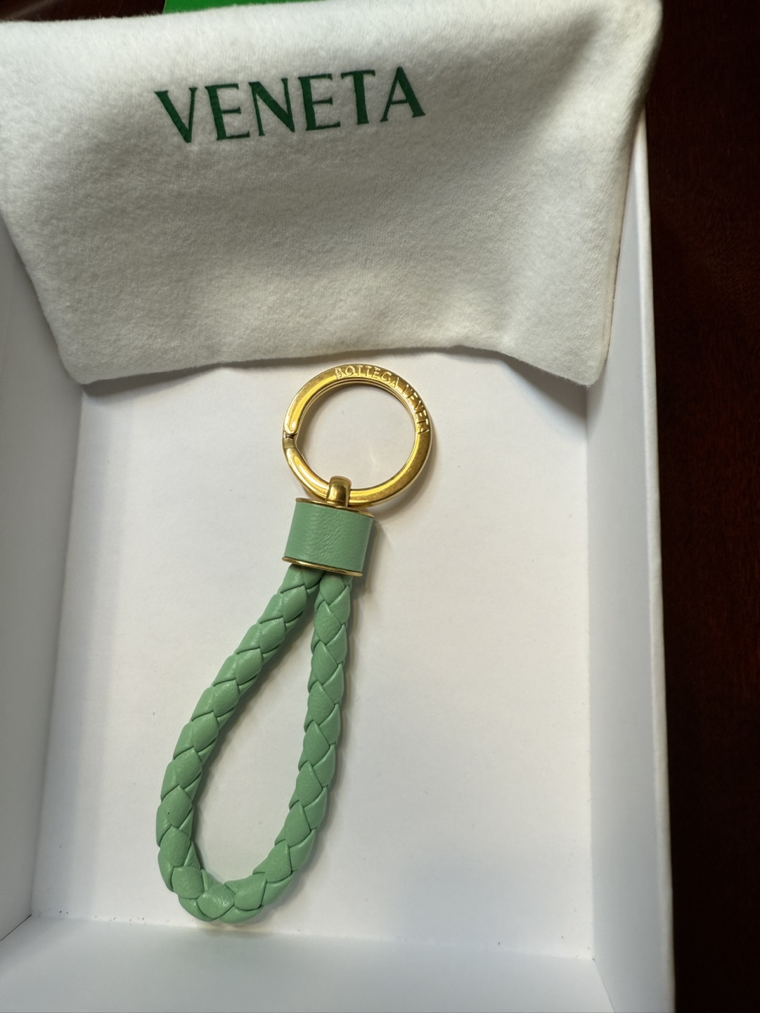 Bottega Veneta Green Leather Keychain - photo 4