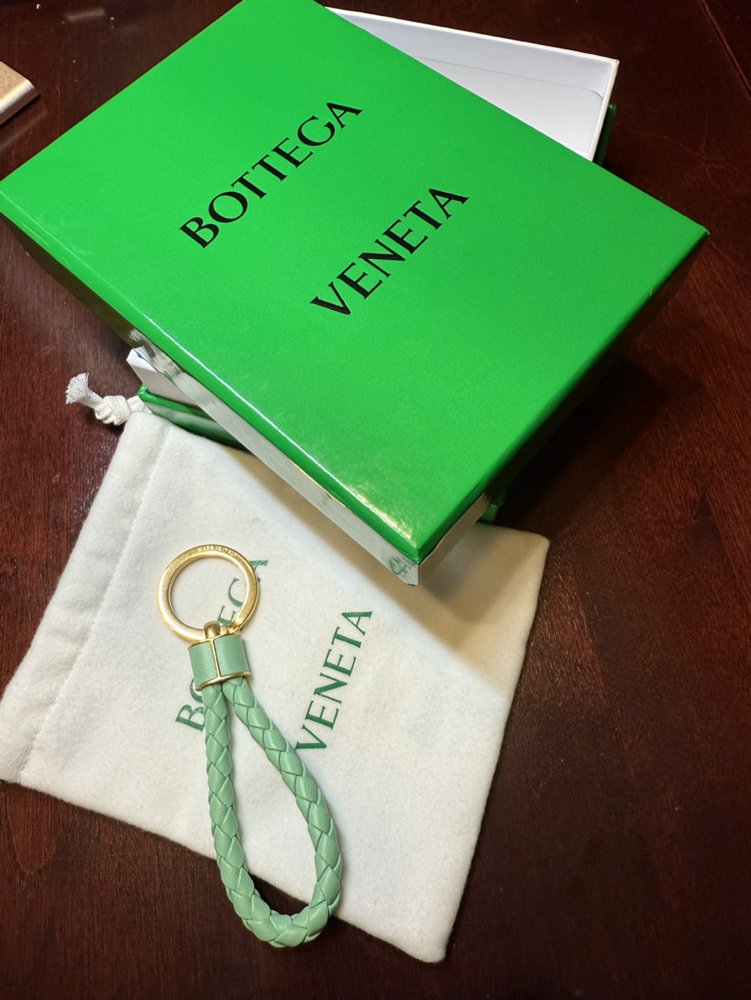 Bottega Veneta Green Leather Keychain - photo 5