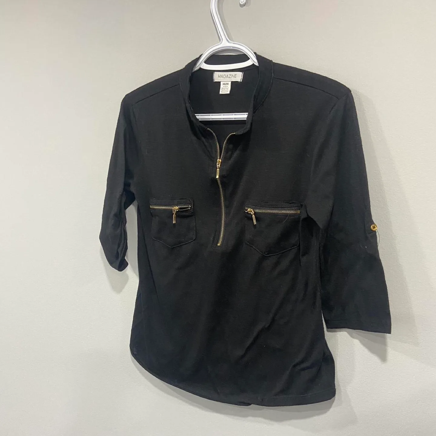 black 3/4 sleeve blouse image indicator(2)