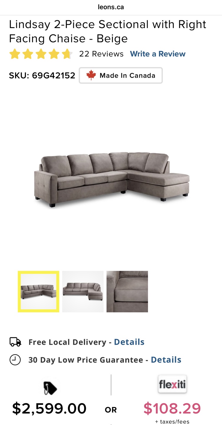 Used Leon's Lindsay 2-Piece Sectional Sofa - photo 3