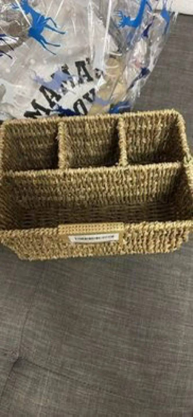 Reduced NEW high end Seagrass Organiser Basket with Handle image indicator(2)