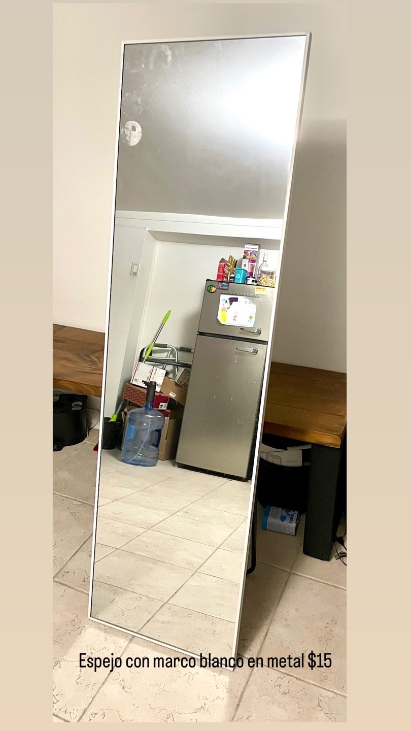 Full Length Mirror with White Metal Frame