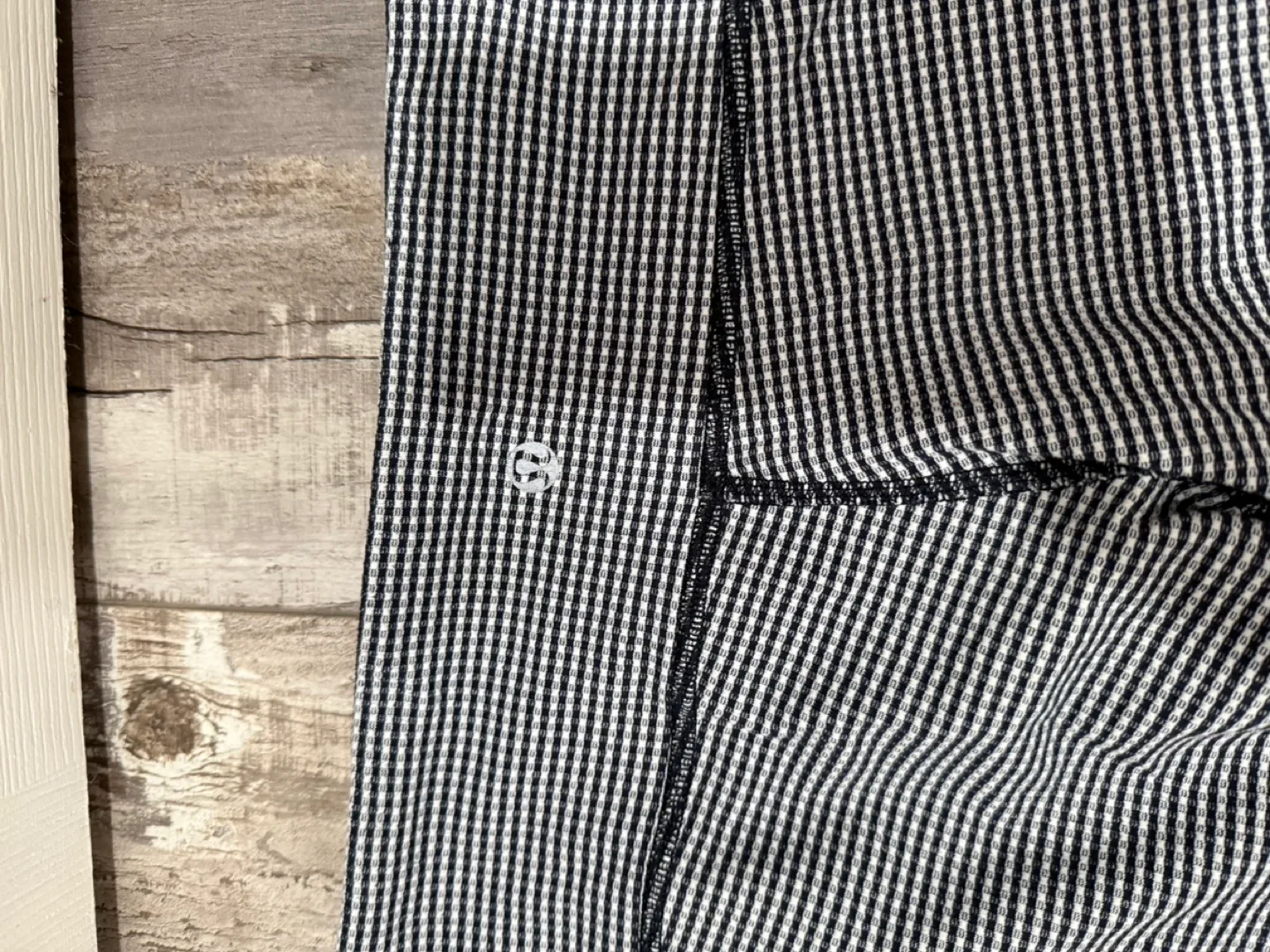 Lululemon Black and White Gingham Crop Leggings image indicator(3)