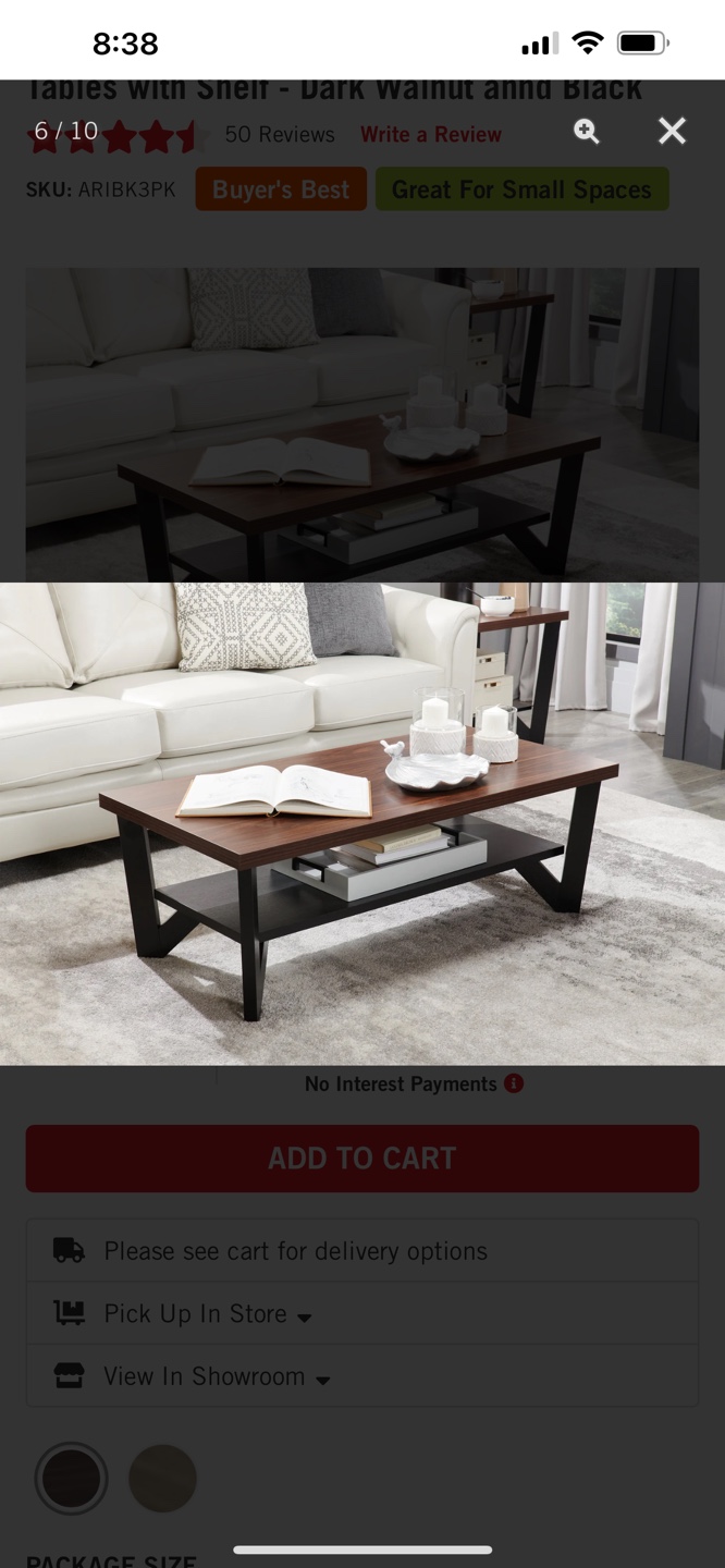 3-Piece Coffee Table Set - Dark Walnut and Black - photo 2