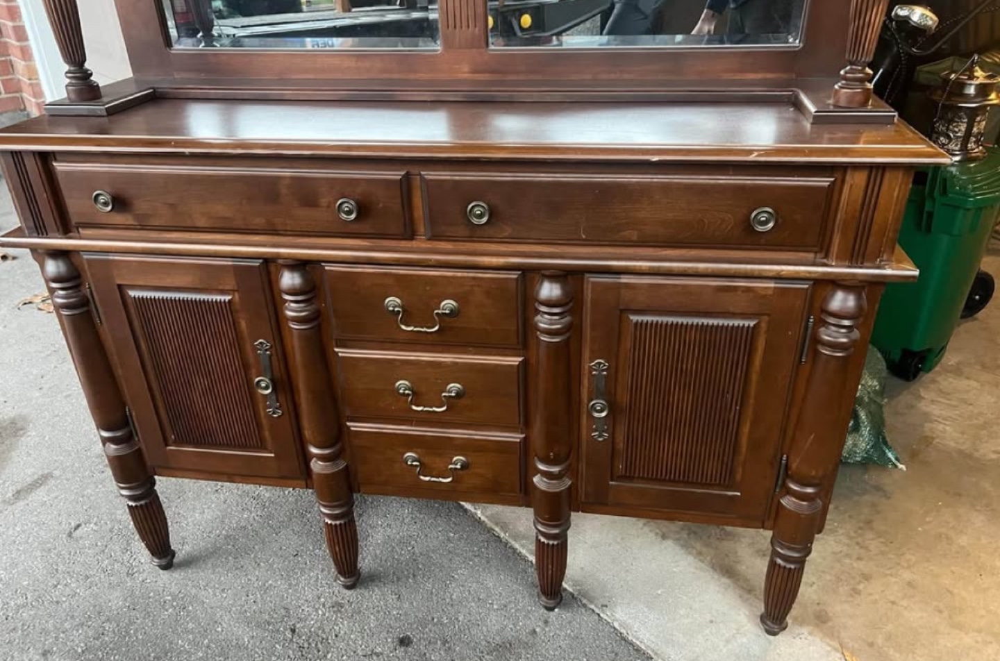 Vintage Wooden Buffet Server with Mirror and Dresser - photo 2
