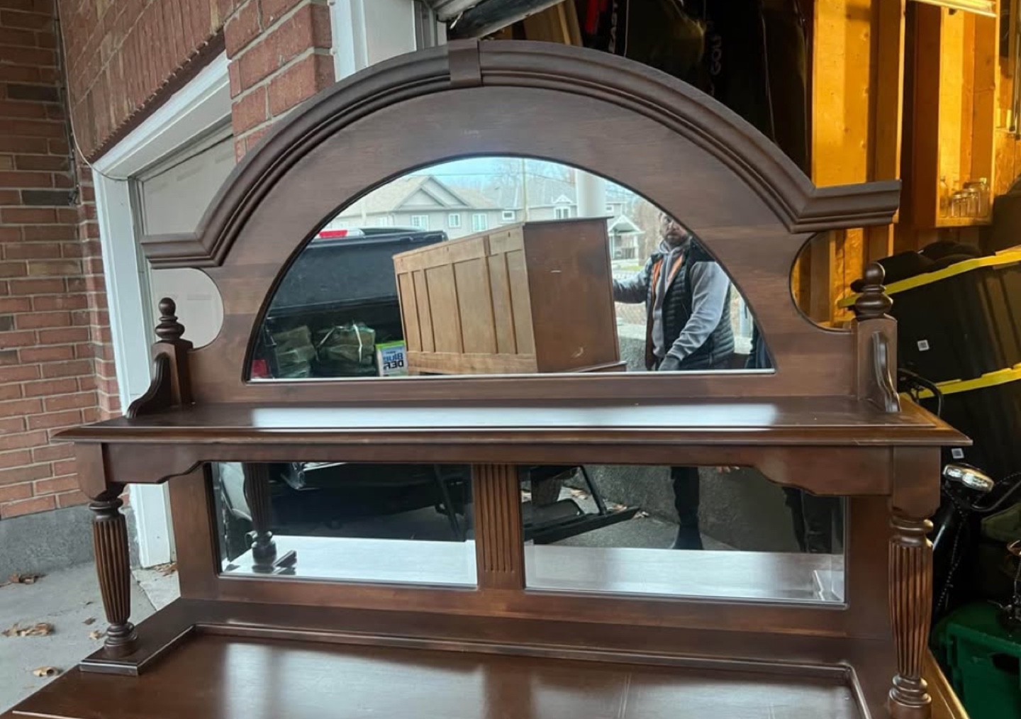 Vintage Wooden Buffet Server with Mirror and Dresser - photo 3