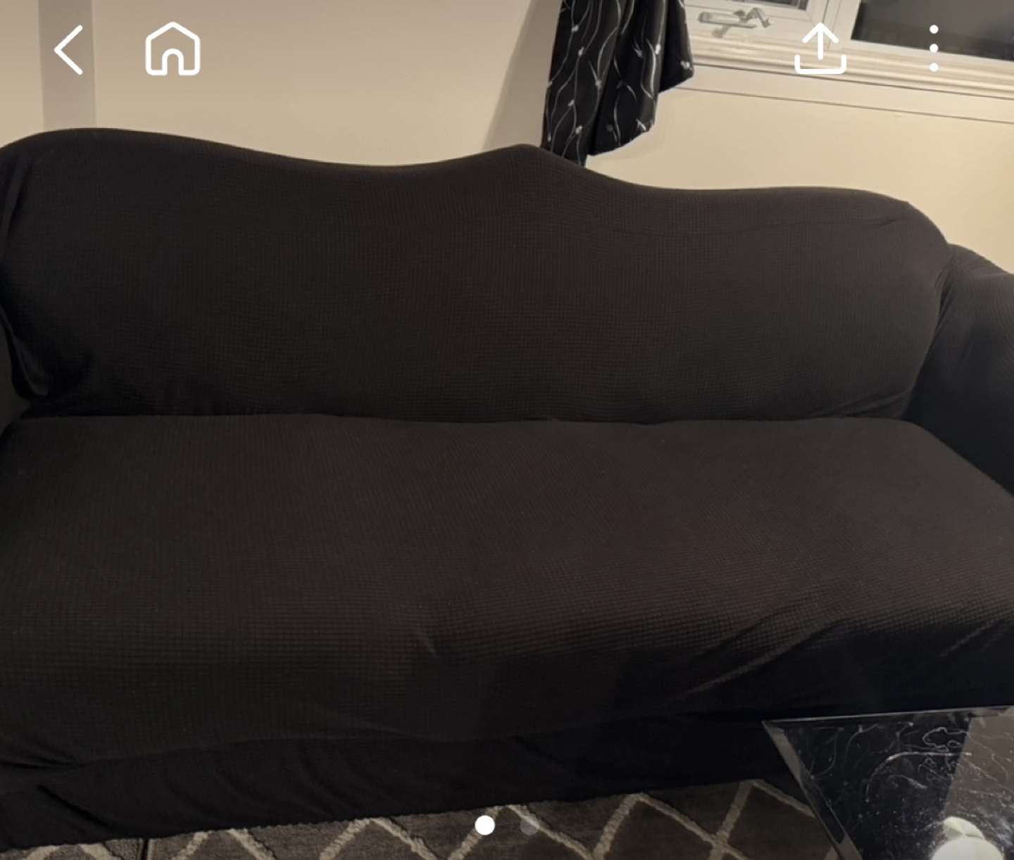 2 PC Three Seater Black Sofa Cover - photo 2