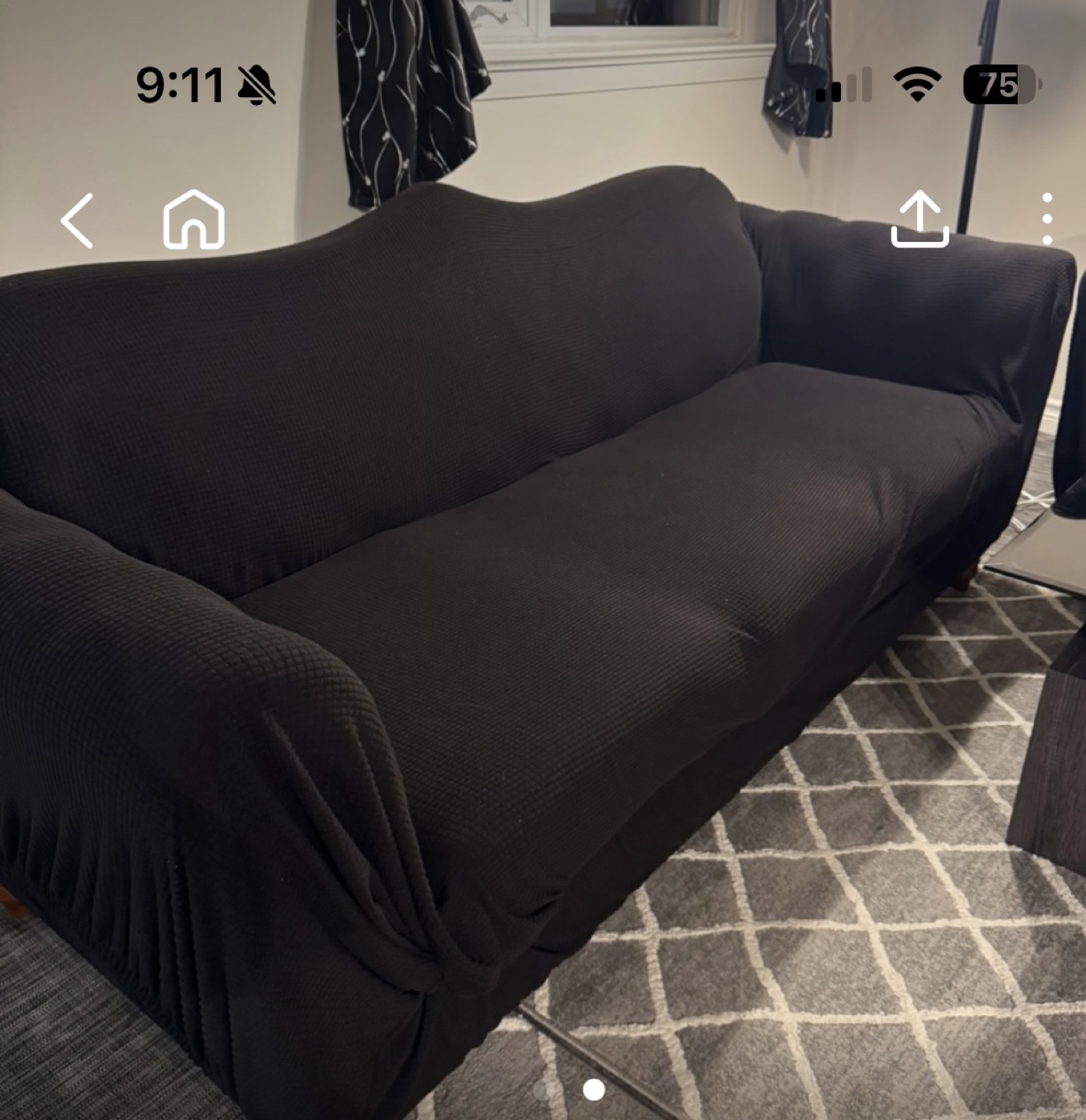 2 PC Three Seater Black Sofa Cover