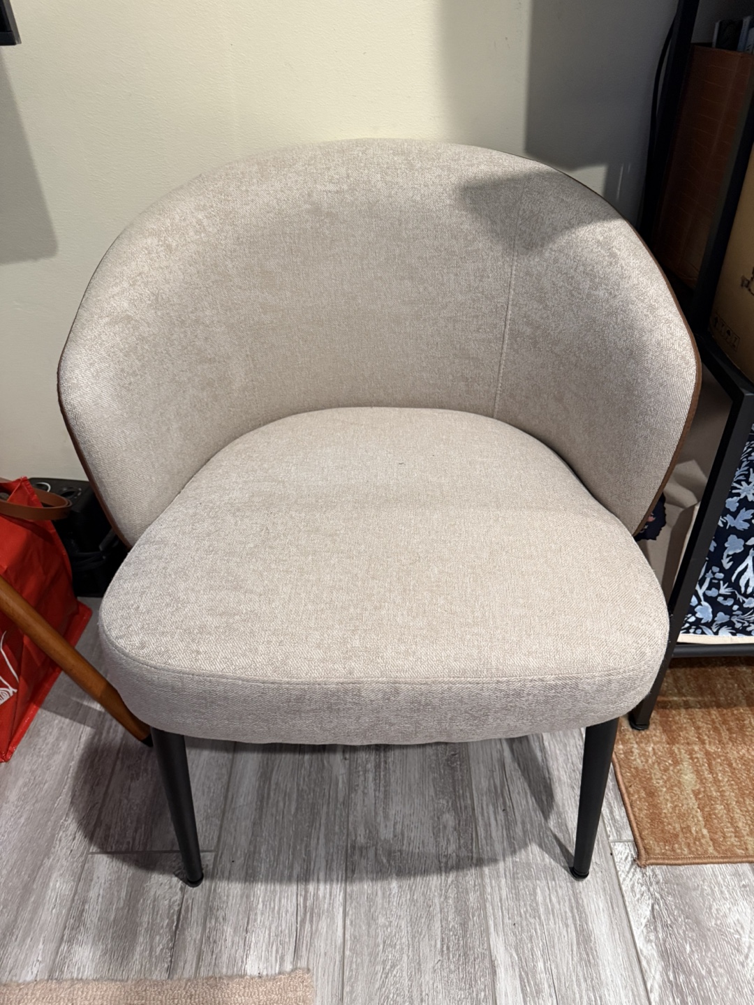 Modern Accent Chair with Brown Leather Accents