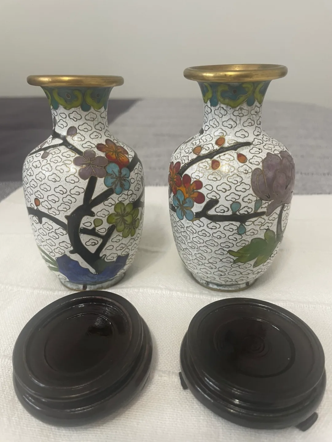 Pair of Cloisonné Vases with Stands image indicator(2)