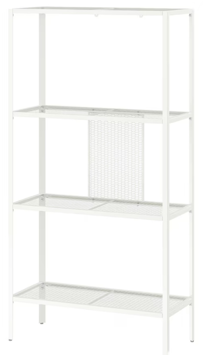 White Metal Shelving Unit - Four Shelves