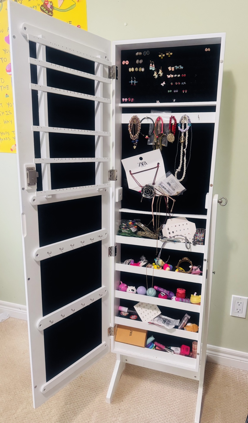 White Full Length Armoire Jewelry Mirror - photo 3
