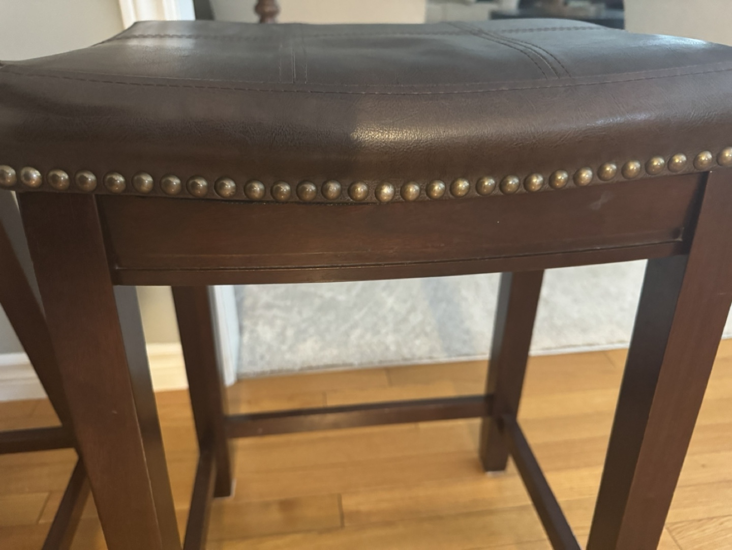 Pair of Brown Leatherette Bar Stools - photo 2