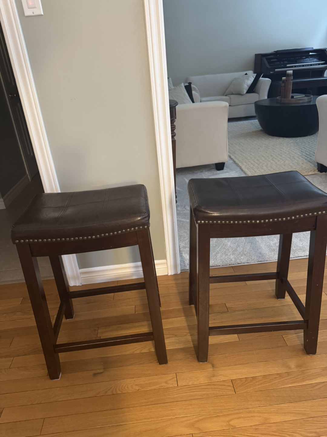 Pair of Brown Leatherette Bar Stools