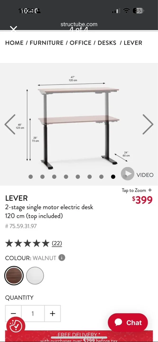 Structube LEVER Electric Standing Desk - Walnut image indicator(3)