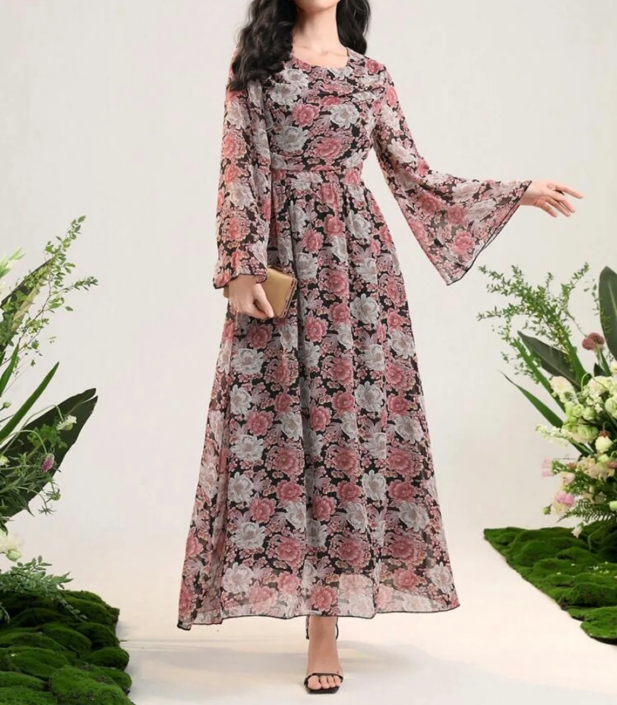 Floral Maxi Dress with Bell Sleeves thumbnail