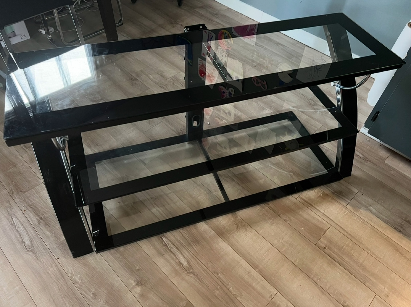 Black Glass TV Stand with 3 Shelves