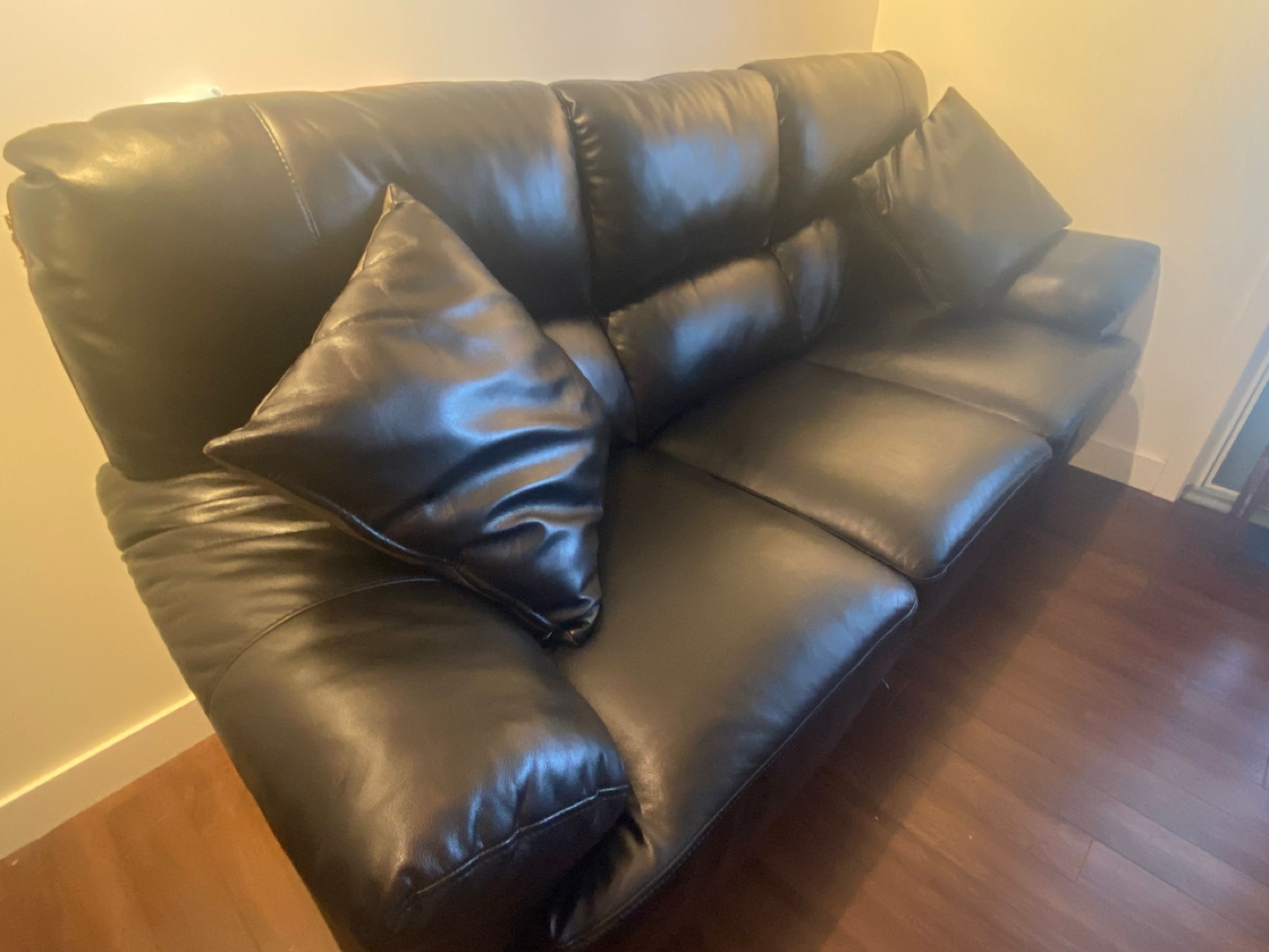 Black Leather Sofa - photo 2