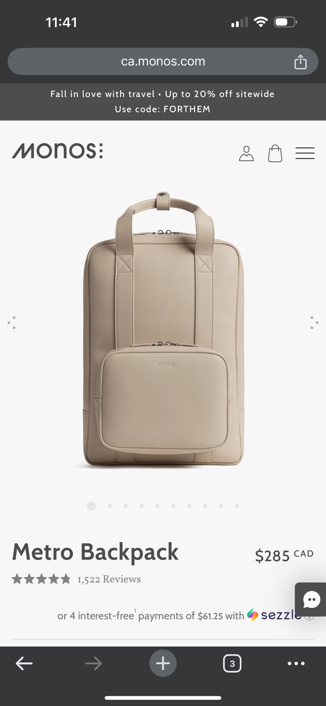 Monos Metro Backpack - Ivory Vegan Leather