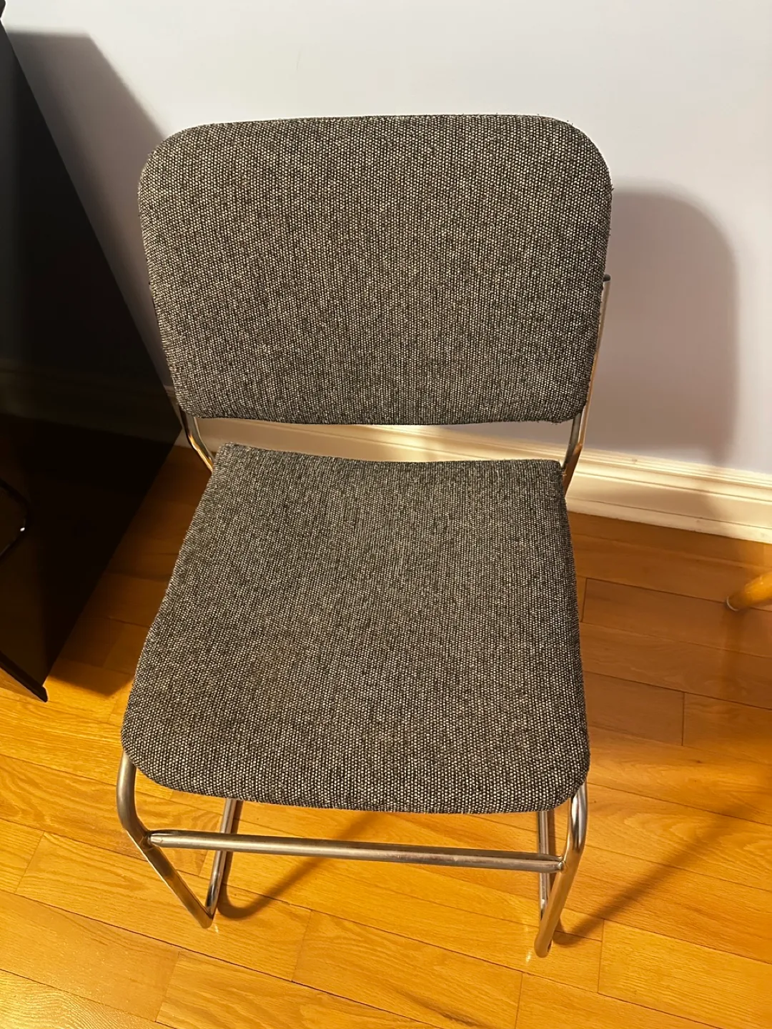 Modern Chrome and Grey Fabric Chair thumbnail
