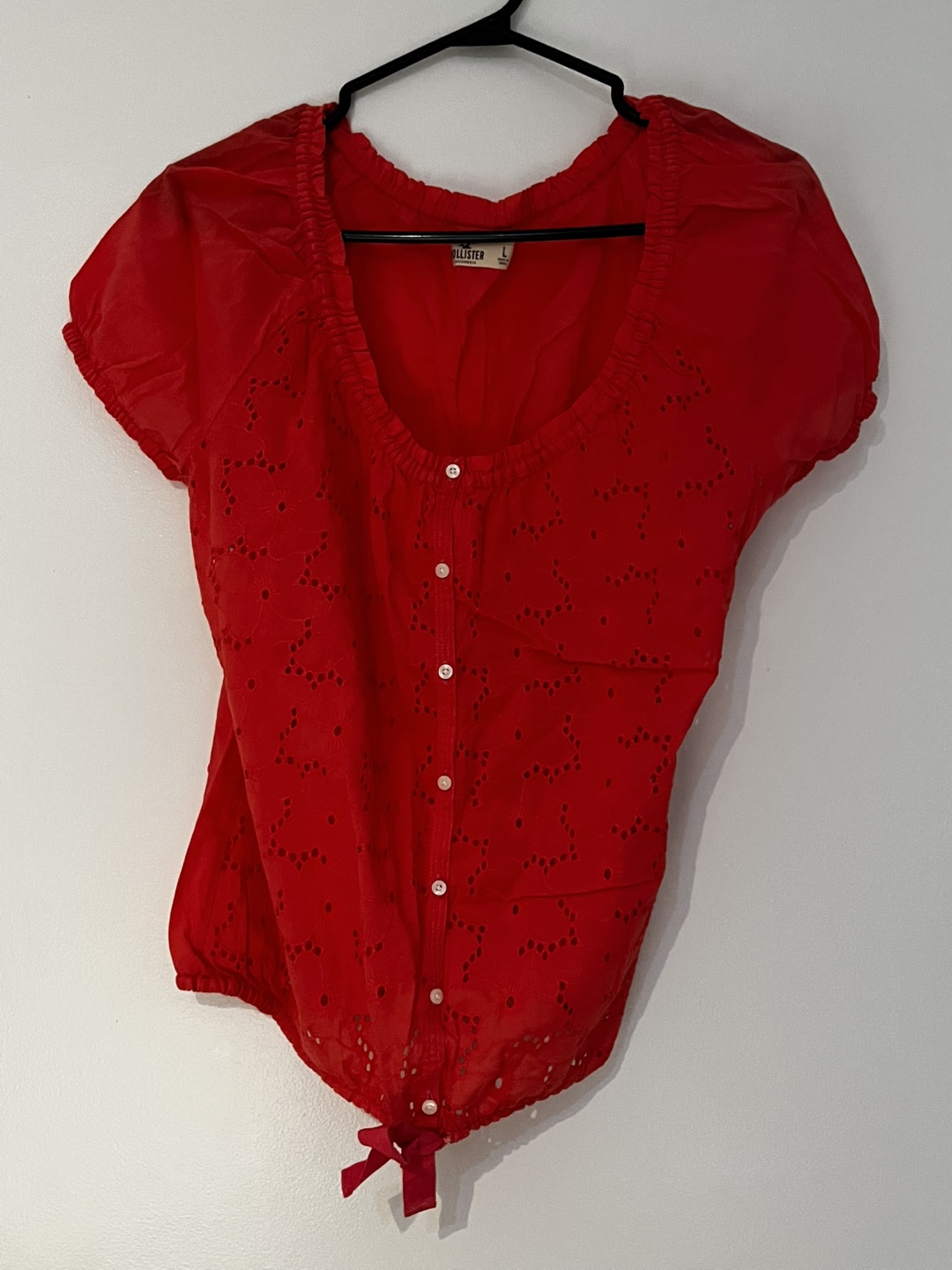 Hollister Co. Red Eyelet Blouse Size L