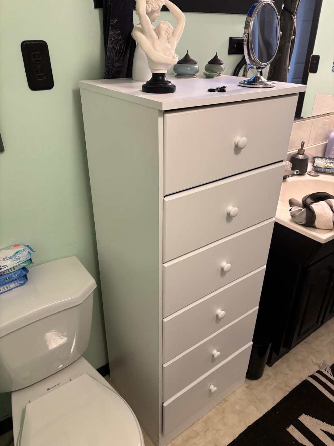 White 5-Drawer Tallboy