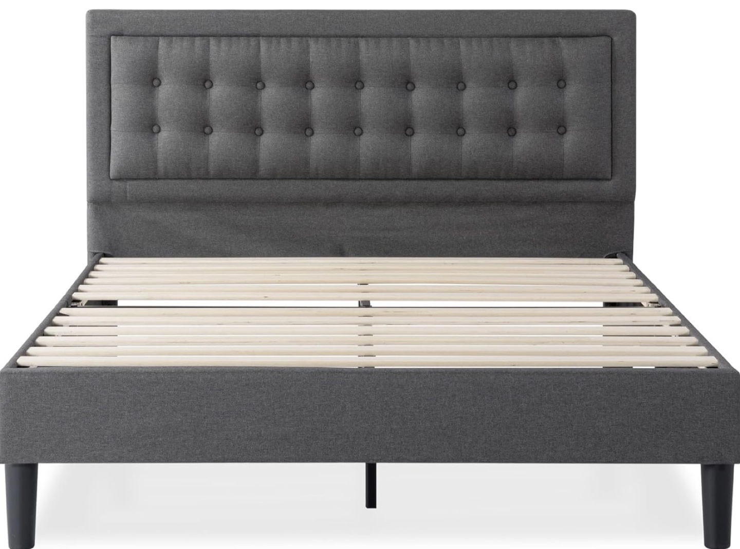 King-size upholstered bed frame, dark grey - photo 5