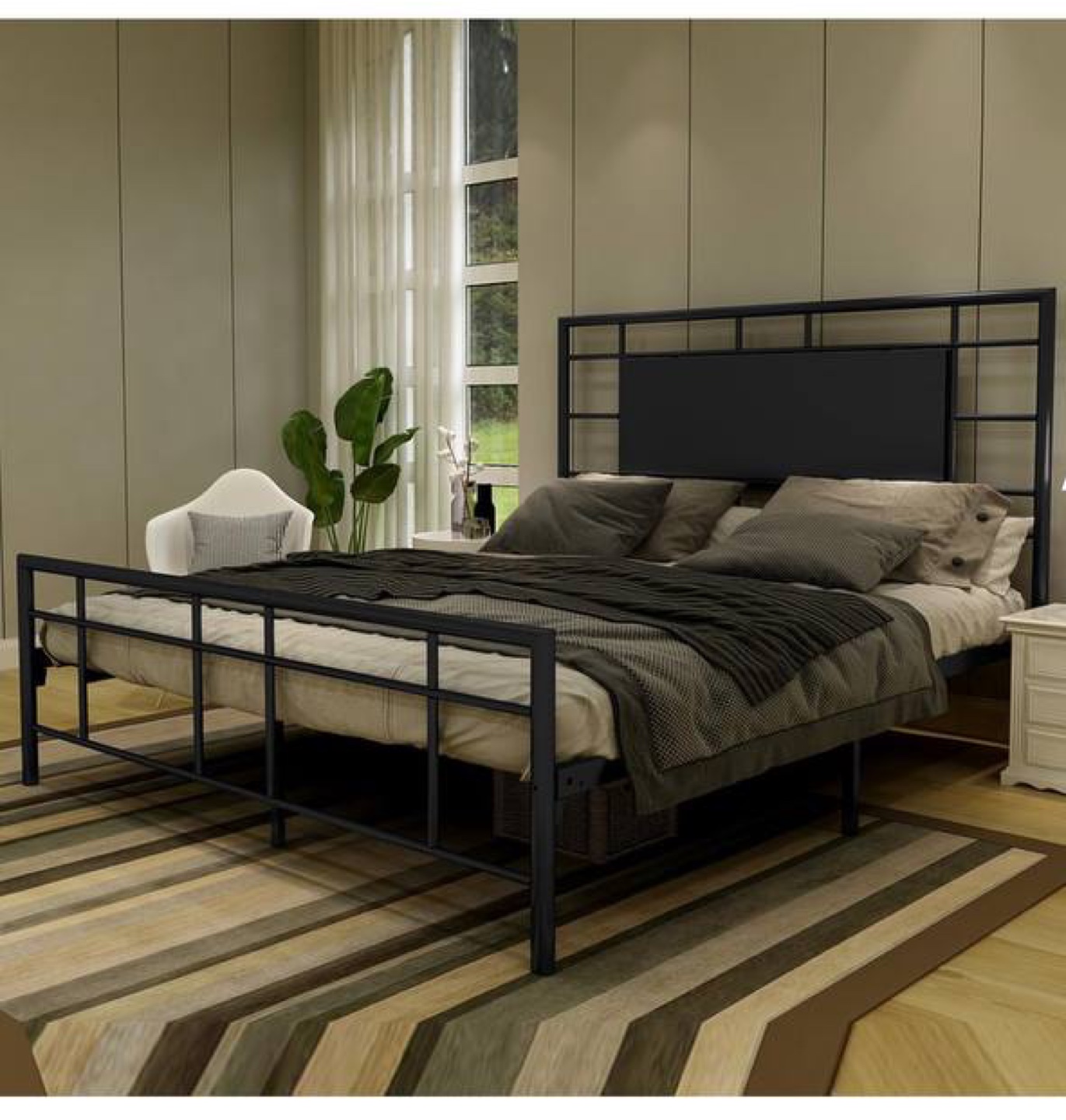 King Size Metal Platform Bed Frame - Black