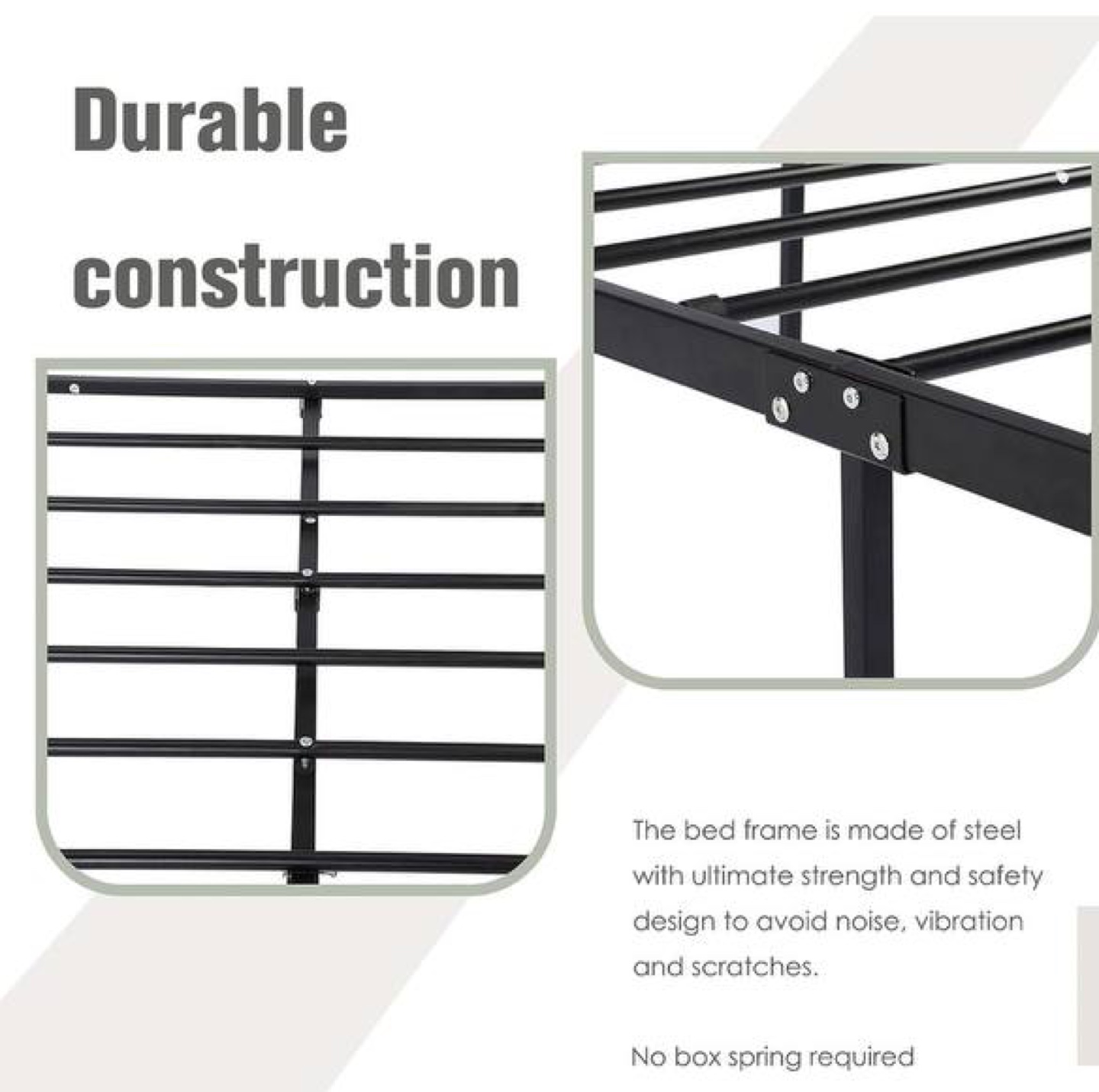King Size Metal Platform Bed Frame - Black - photo 2