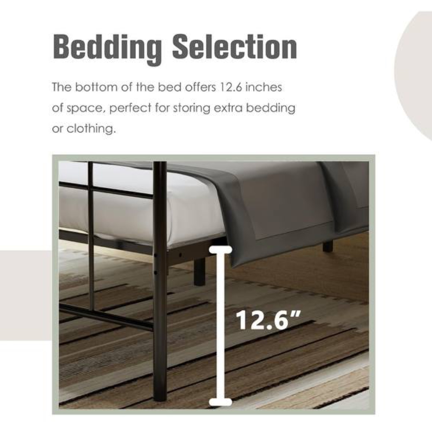 King Size Metal Platform Bed Frame - Black - photo 3