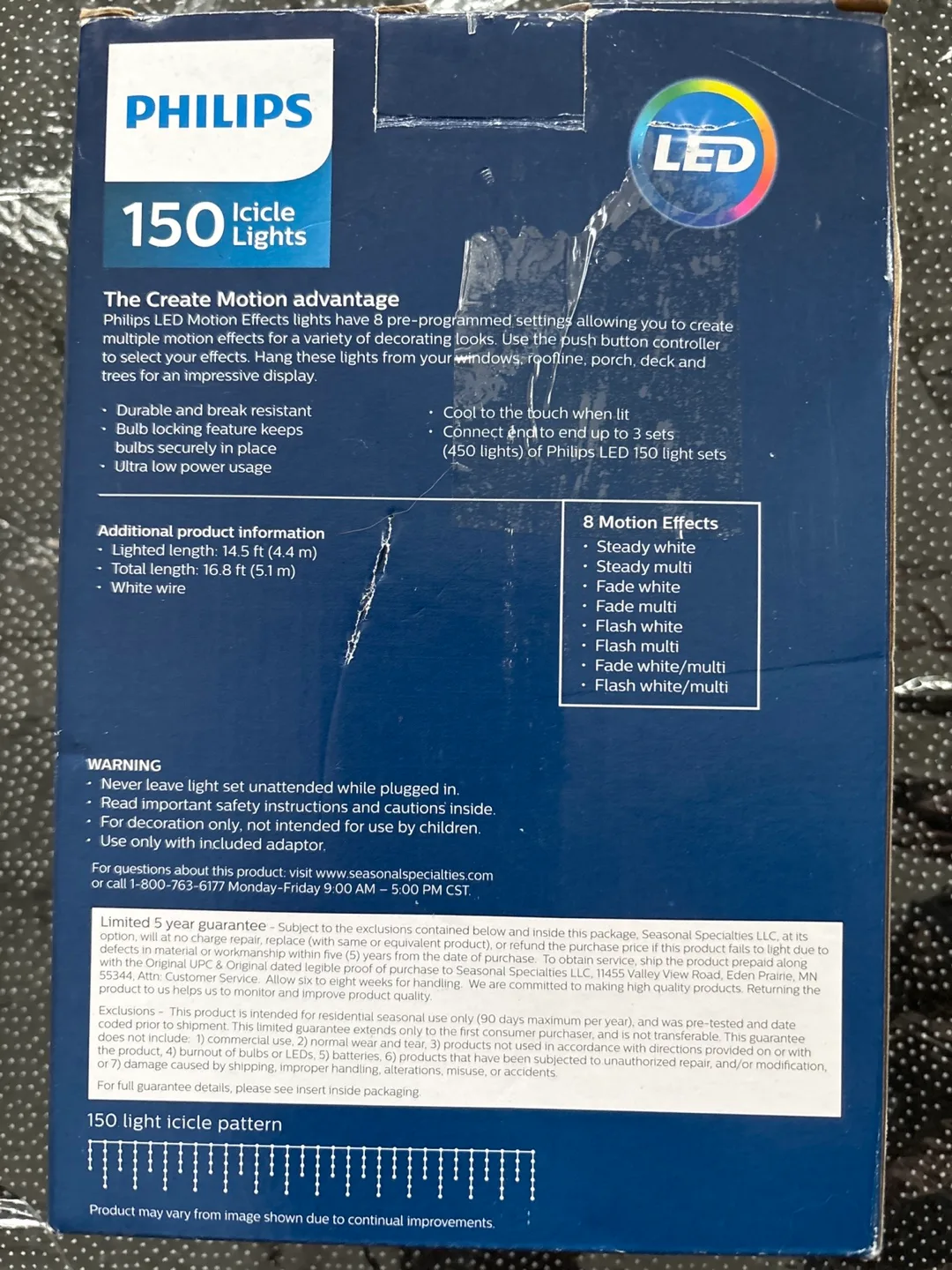 Philips 150 LED Icicle Lights - 8 Colour & Motion Effects image indicator(2)