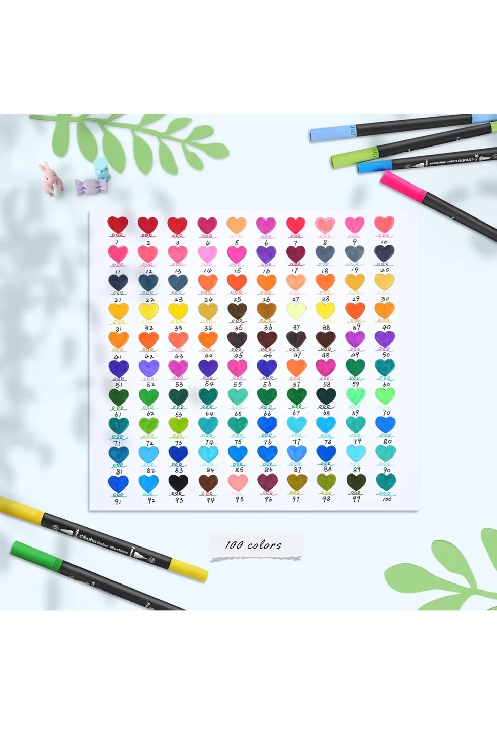 100 Color Dual Brush Markers: image indicator(3)