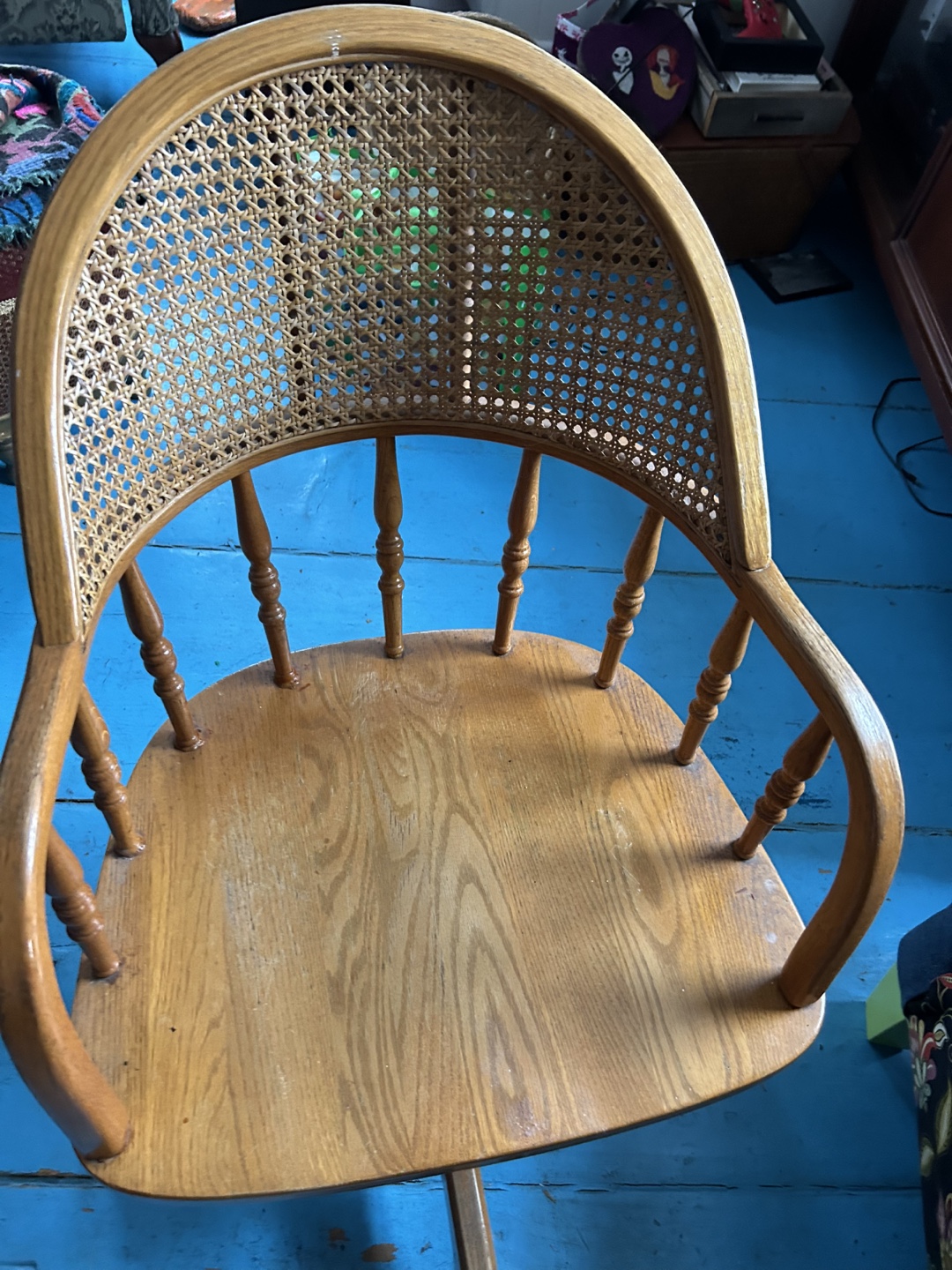 Vintage Swivel office chair with Cane Back