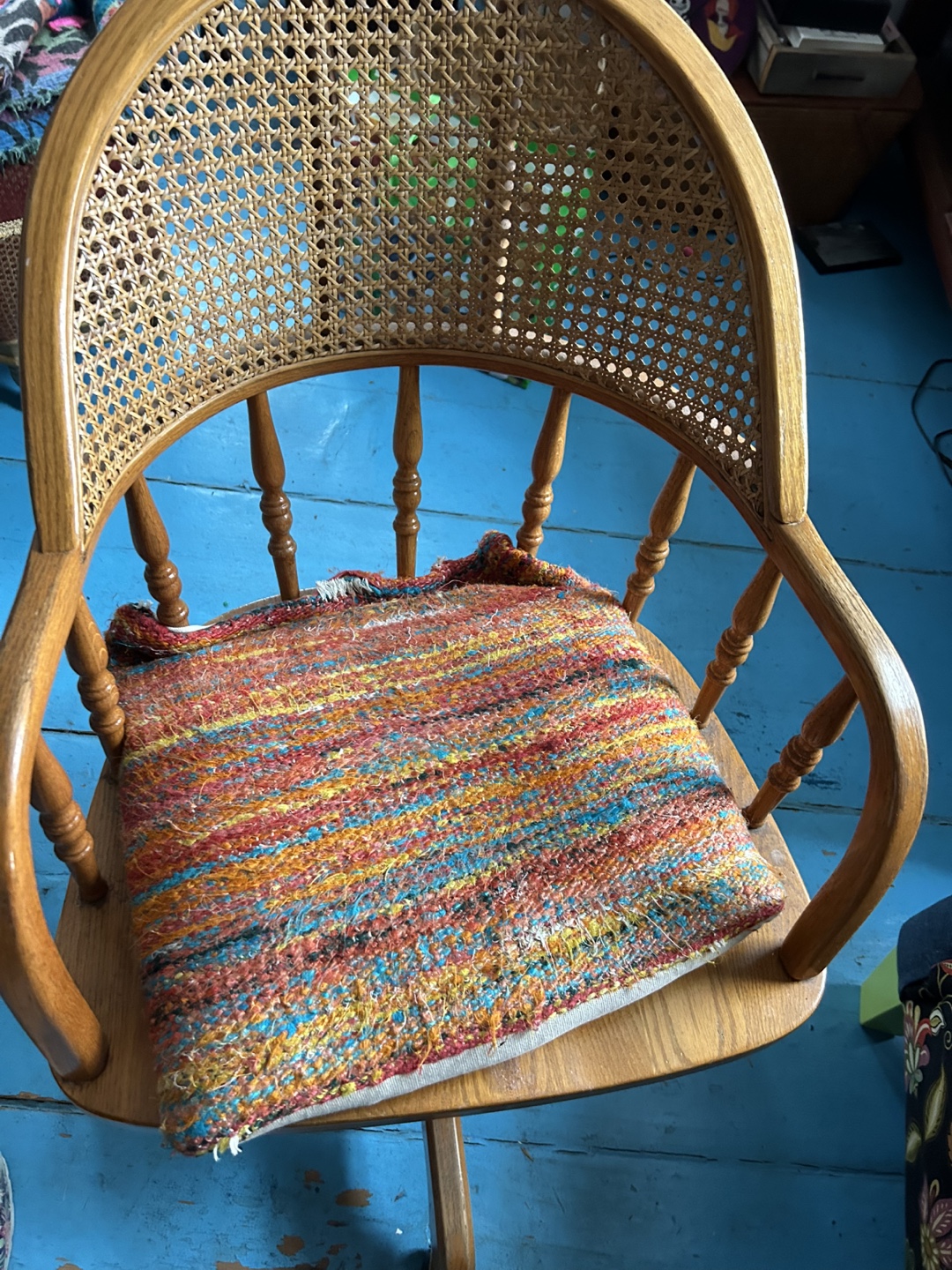 Vintage Swivel office chair with Cane Back - photo 3