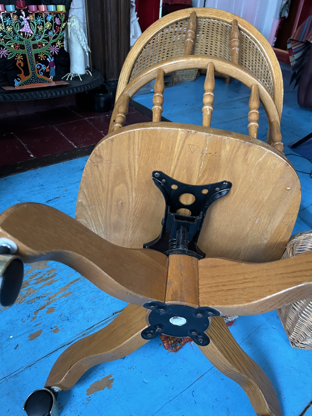 Vintage Swivel office chair with Cane Back - photo 4