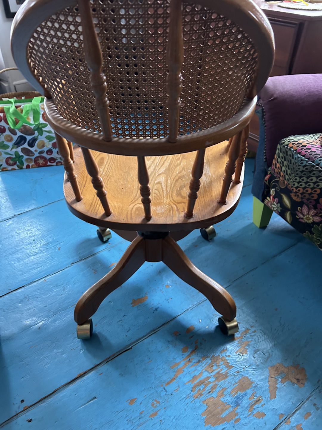Vintage Swivel office chair with Cane Back - photo 2