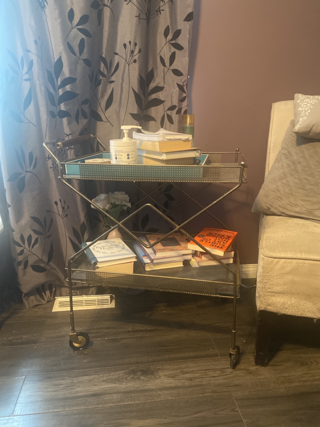 Gold Metal Bar Cart (Antique)