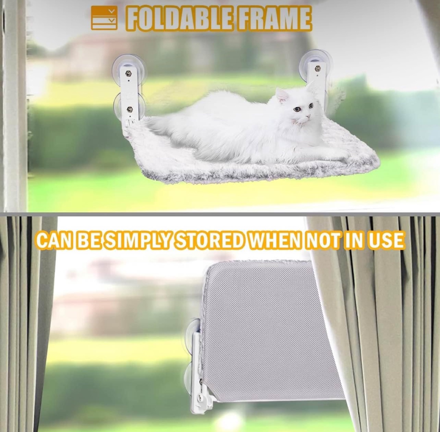 Cat Window Perch Bed - Foldable & Strong Suction Cups - photo 2