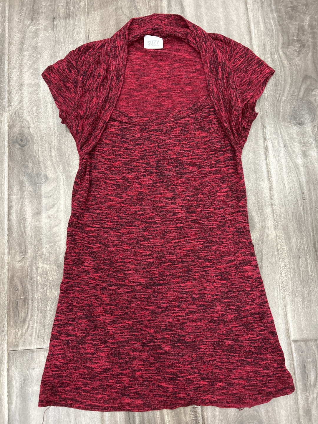 Suzy Apparel Red & Black Knit Top
