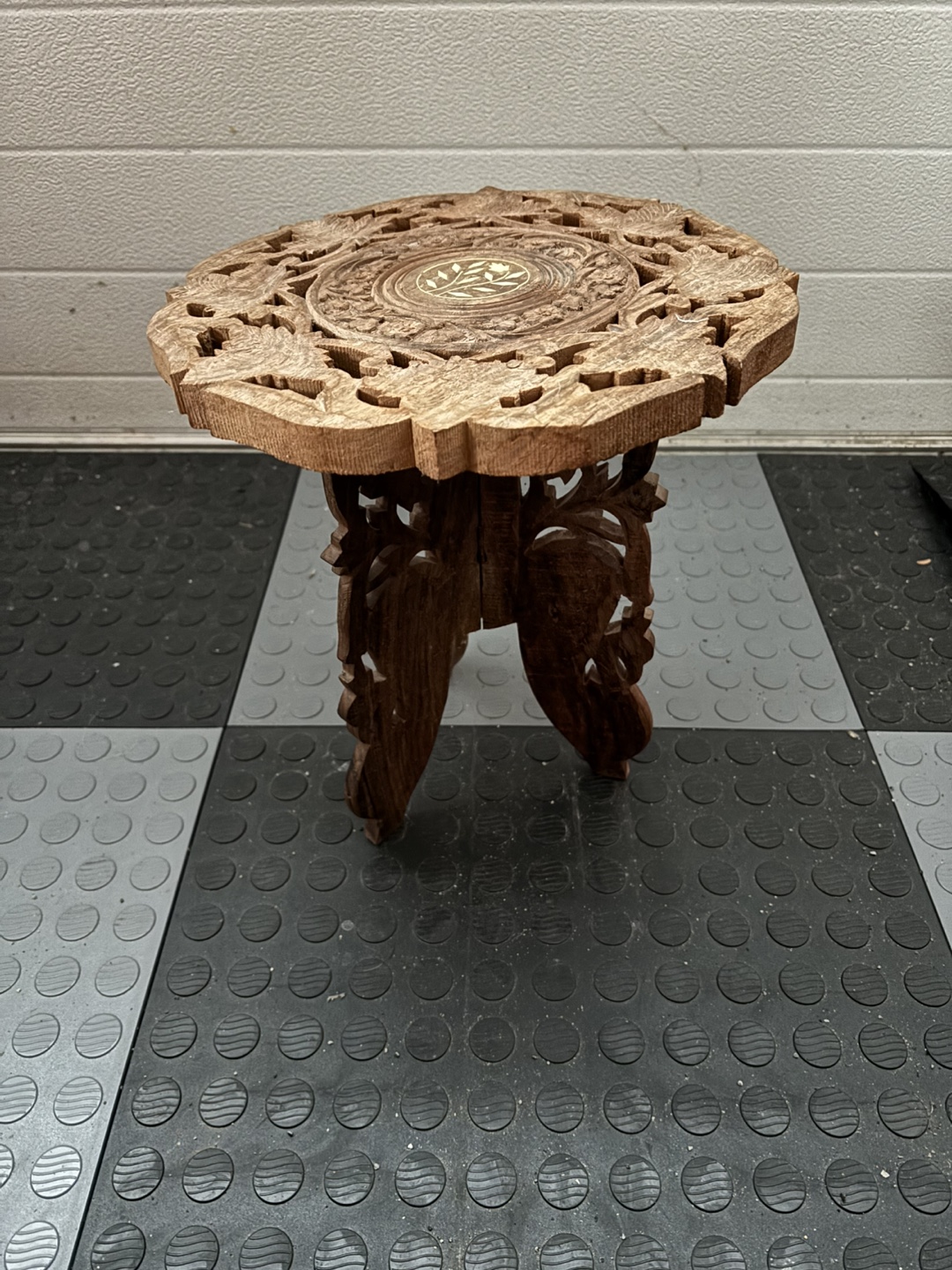 Intricately Carved Wooden Folding Table